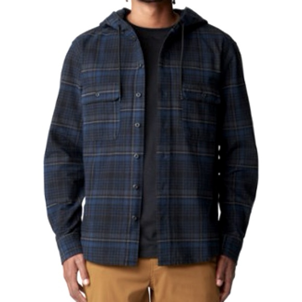 American Rag Navy Blue Plaid Hooded Flannel Button Up Shirt
